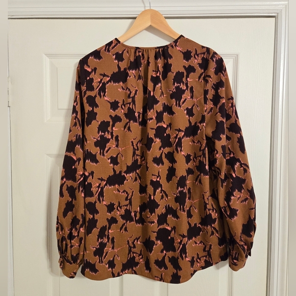 Nine West Brown Abstract Blouse size large - Picture 2 of 7